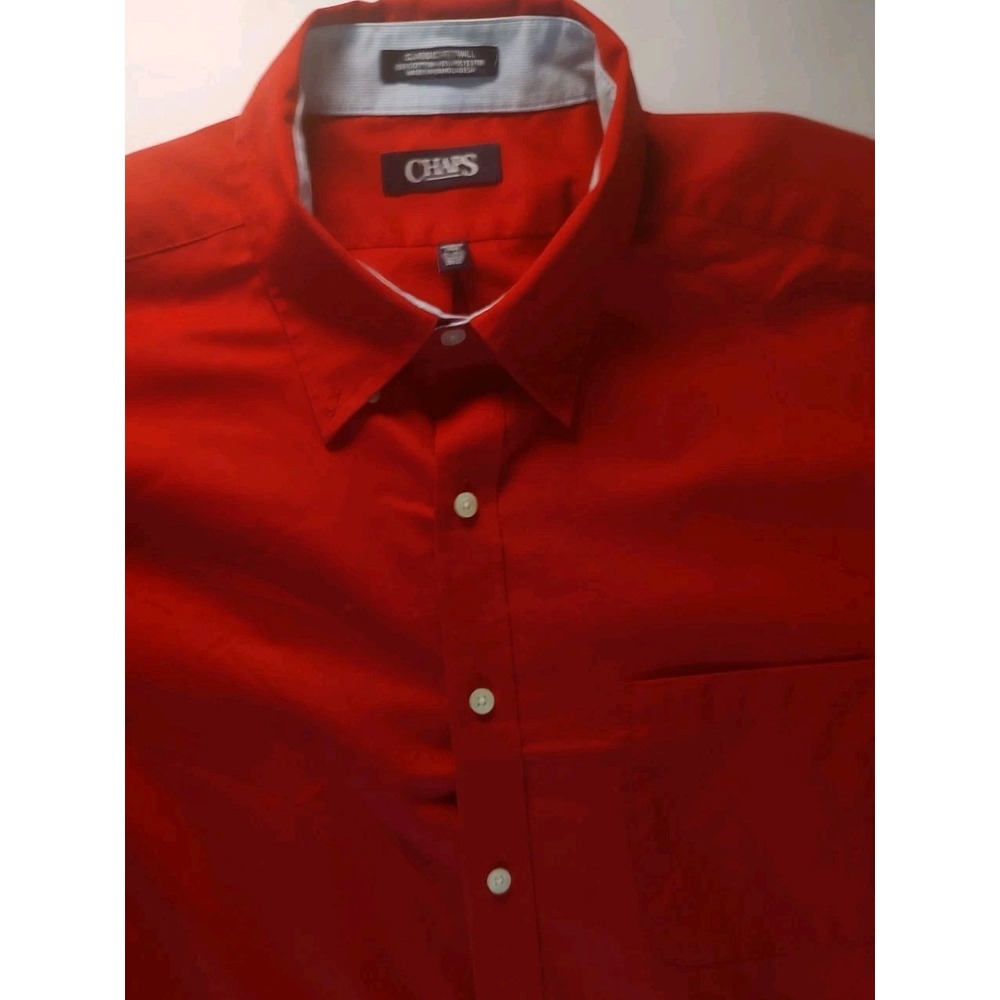 Chaps Men's Long Sleeve Classic Twill Button Down Wrinkle Free 17-17.5 36/37